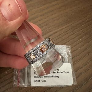 Bomb Party Hematite Ring with Amber Topaz Accents